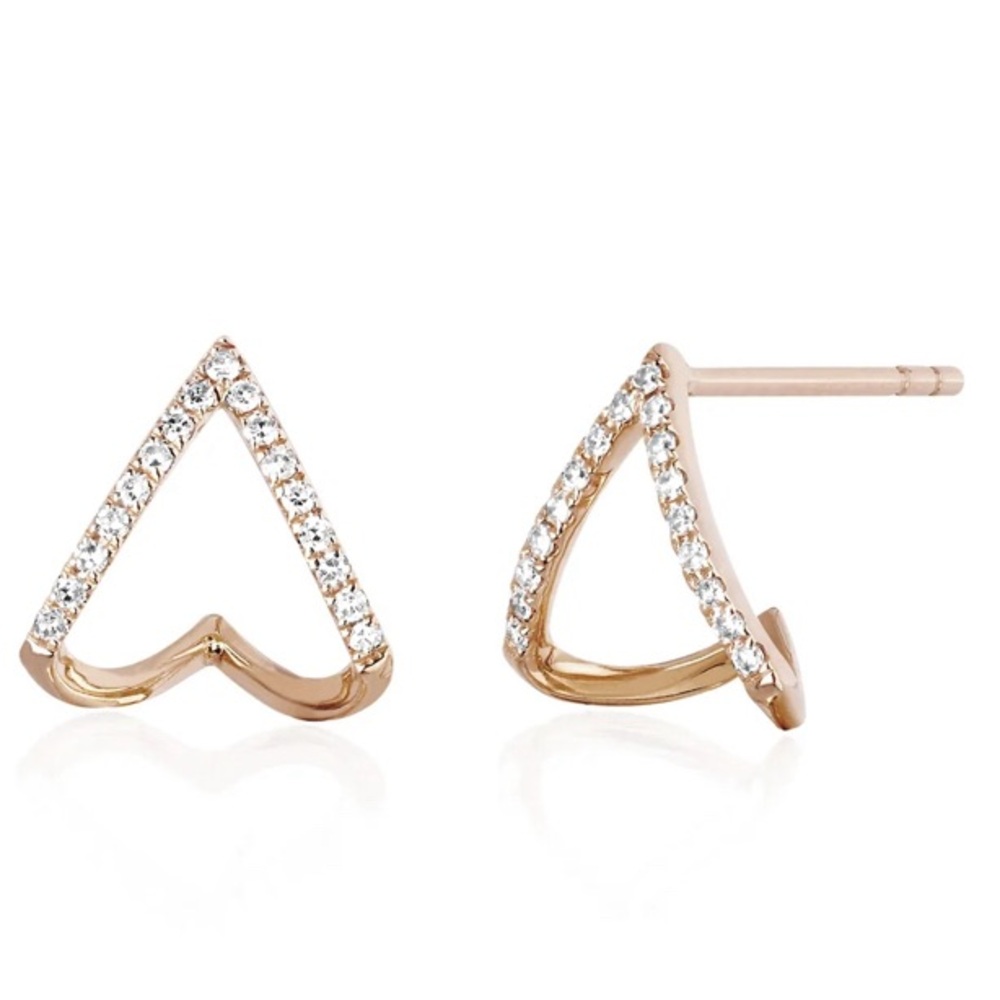 EF Collection Diamond Chevron Huggie Earrings